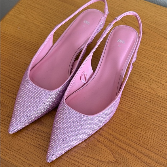 Zara Light Pink Pointed Slingback Heels - Picture 2 of 3